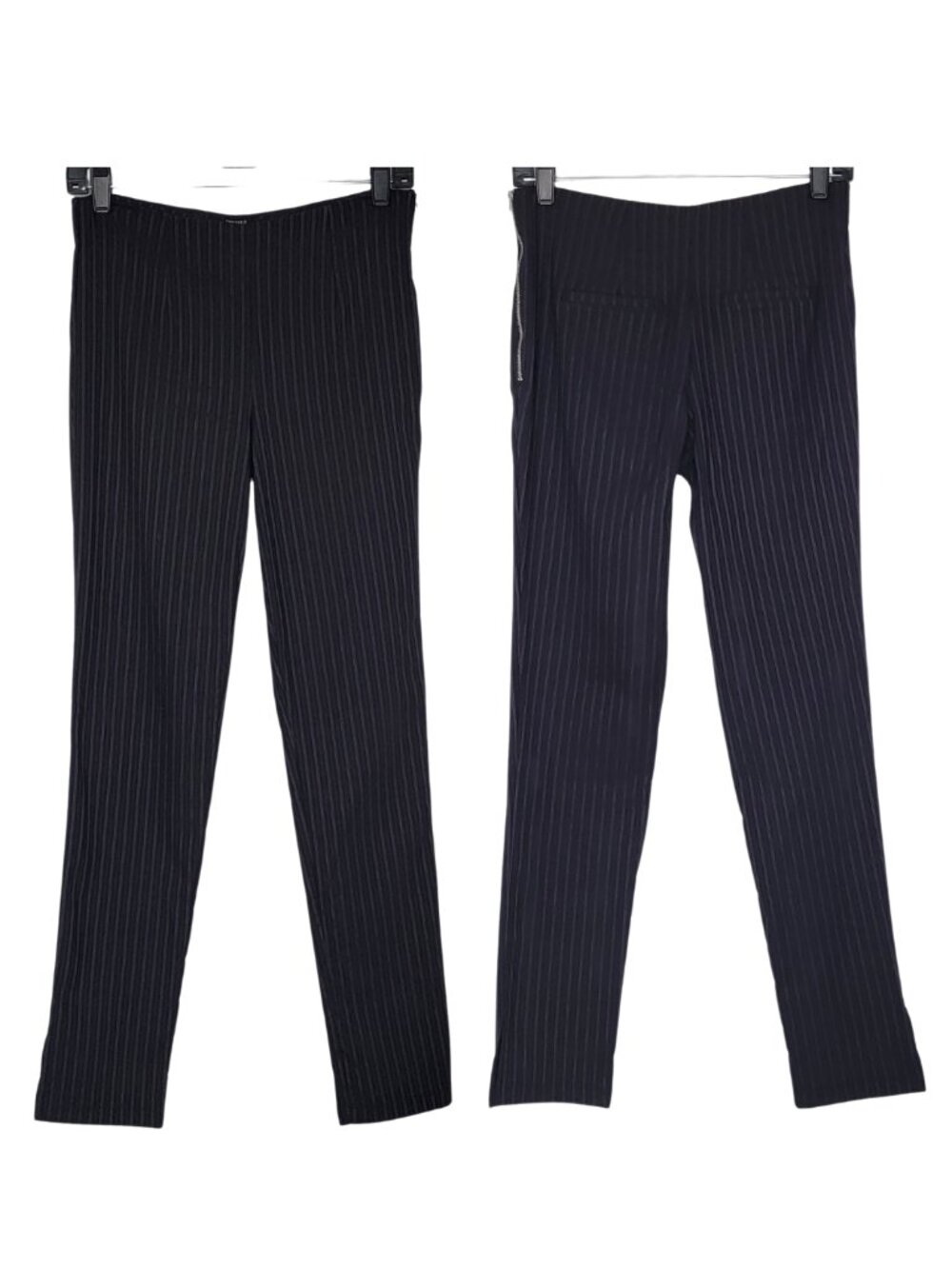Forever 21 Black Silver Pinstripe Straight Leg Pants